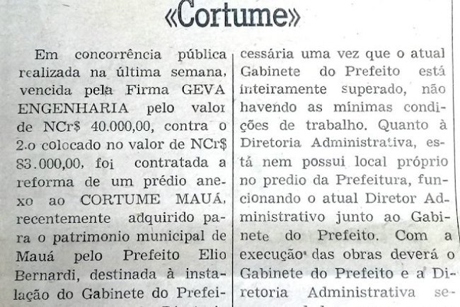 Novo gabinete do prefeito no Curtume, 1969