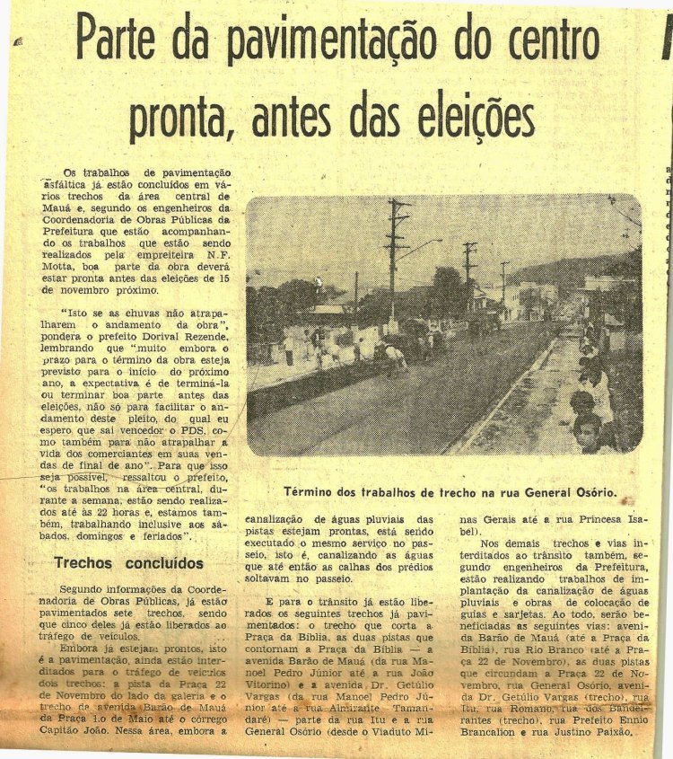 Pavimentação do centro de Mauá 1982