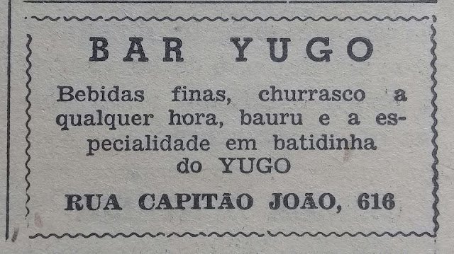 Bar Yugo - Folha de Mauá - 28 de maio de 1955