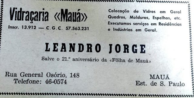 Vidraçaria Mauá, 1969
