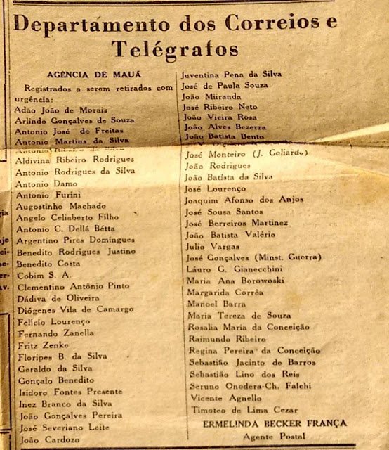 Departamento de Correios e Telégrafos de Mauá, 1952