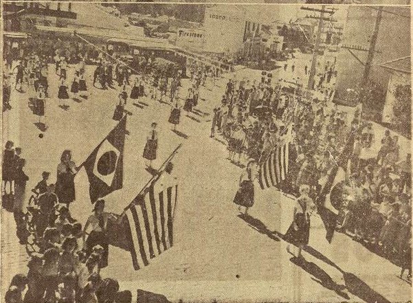 Evento esportivo e 1º de maio em Mauá no ano de 1958