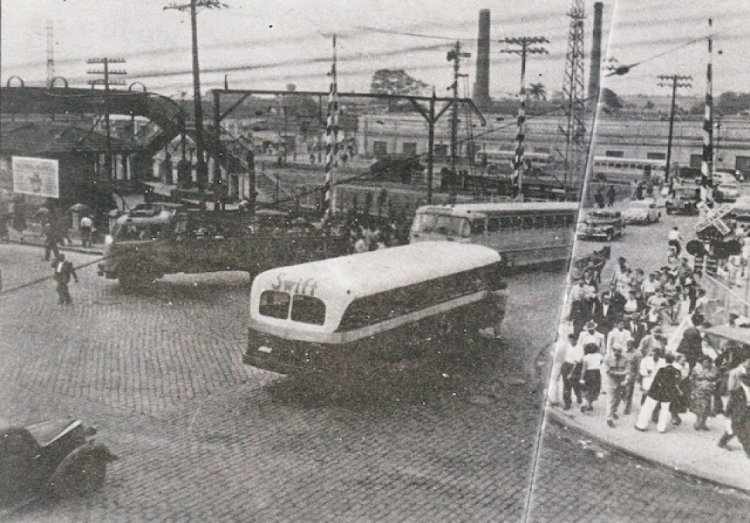 Em Santo André: Avenida Queiroz dos Santos travessa com Bernardino de Campos em meados dos anos 1950