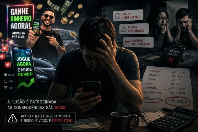A ilusão patrocinada: como as apostas virtuais estão cobrando a conta da vida real